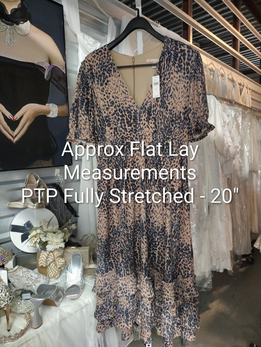 Anthropologie Hutch Adelia Ruffled Midi Dress Brown Motif XL NWT - Picture 10 of 11